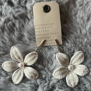 Anthropology Raffia Flower Earrings